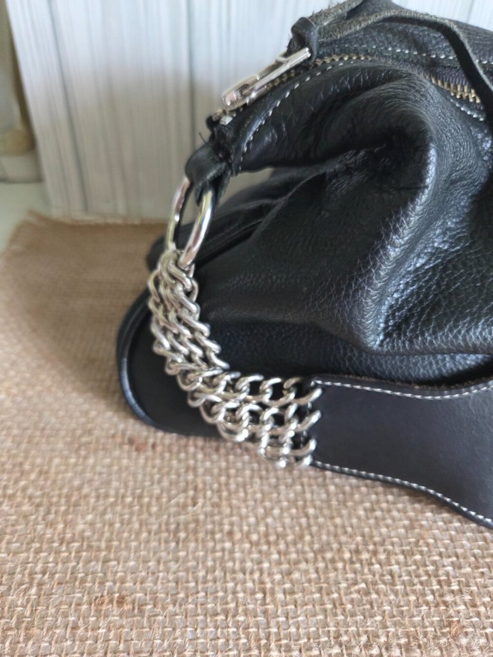 Vintage Style Harley-Davidson Black Pebbled Leather Shoulder Bag | Slouchy Hobo - Picture 13 of 14